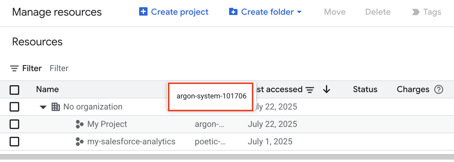 BigQuery Project List