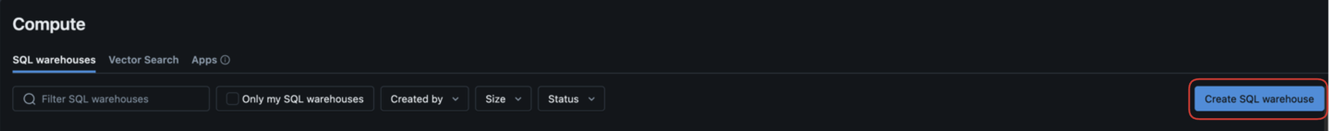 create sql warehouse