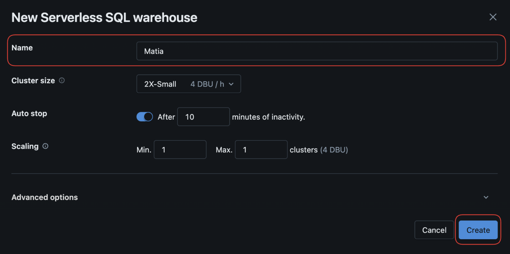 new sql warehouse configuration