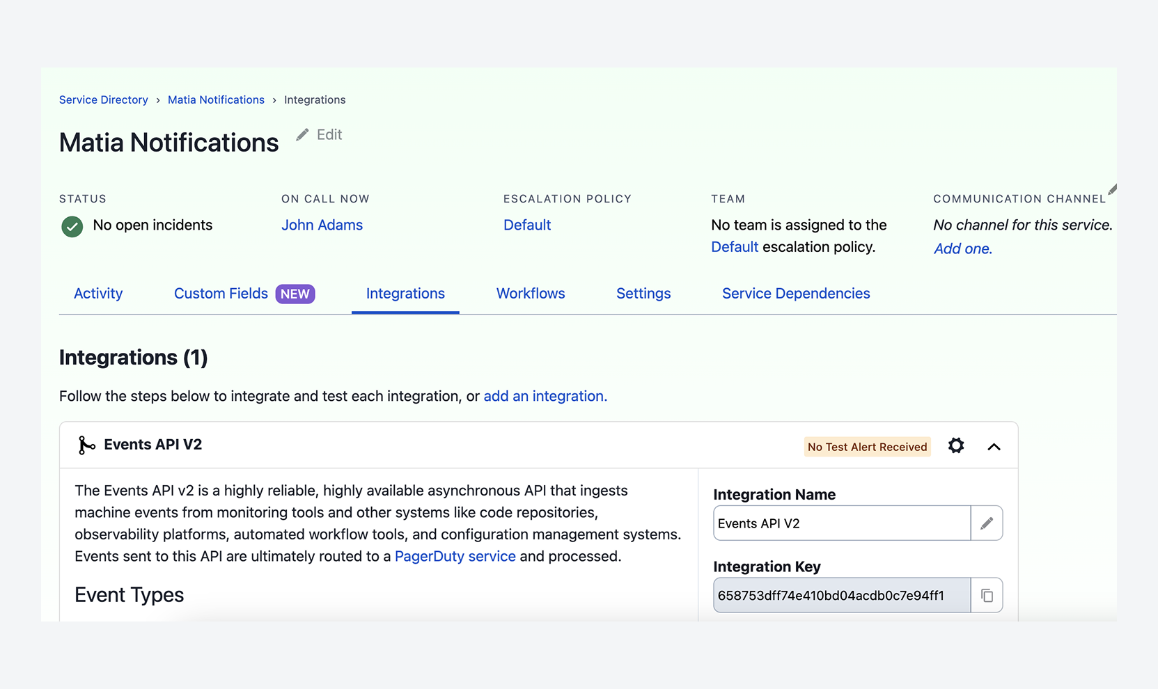 PagerDuty Integration Key
